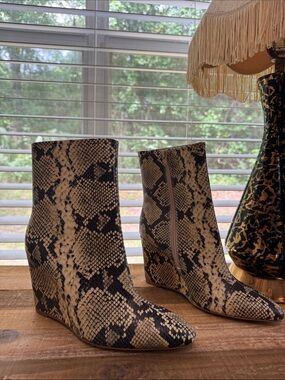 Matisse Snake Skin Print Wedge Boot